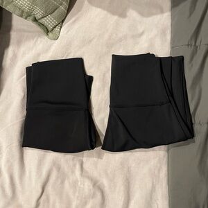 Black High-Waist Active Leggings and Shorts Set